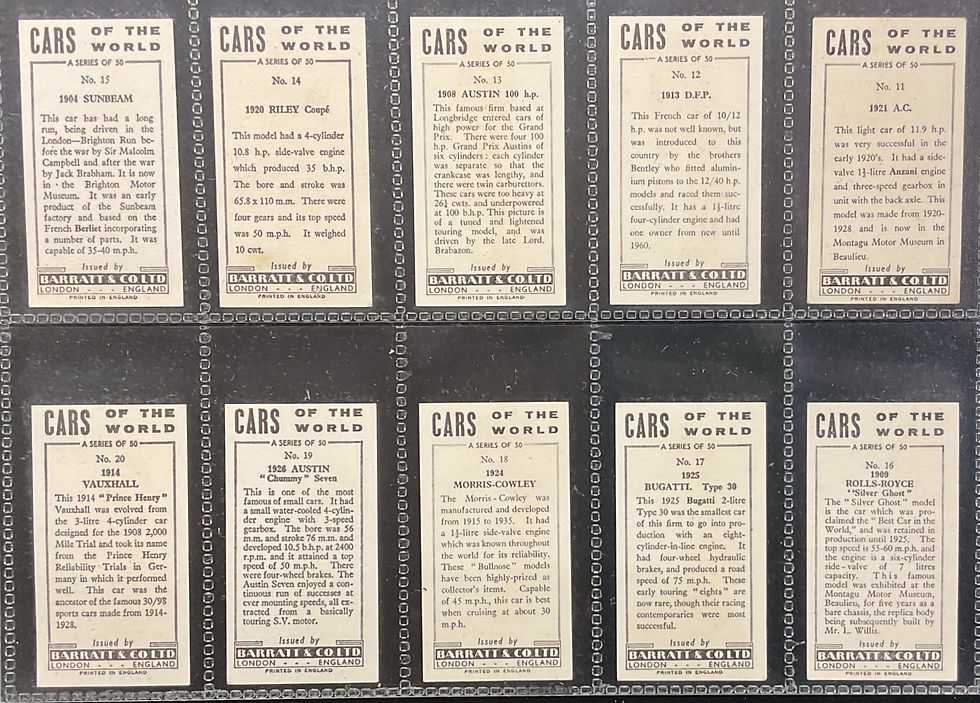 Thumbnail: Barratt Cars Of The World Confectionary Cards