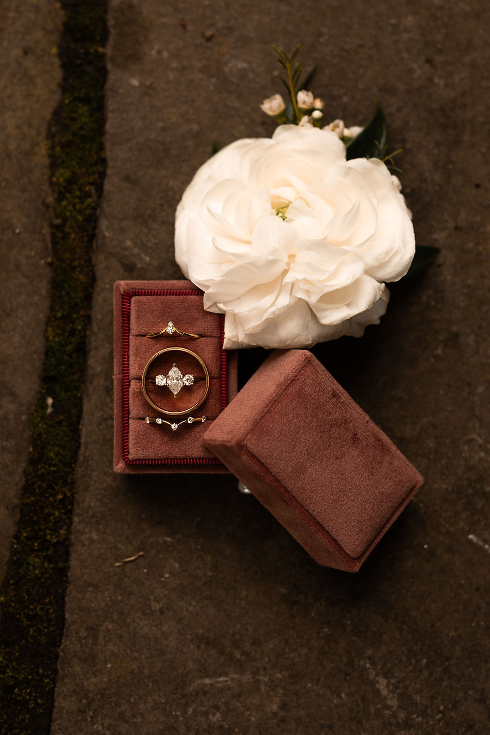 flat lay of wedding details