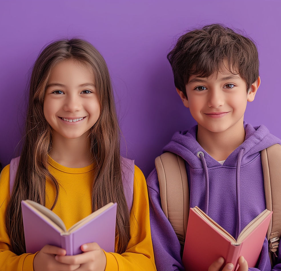 iamgax_Happy_kids_holding_books_and_staying_on_purple_backgroun_da00828a-270b-4d69-89ca-9e