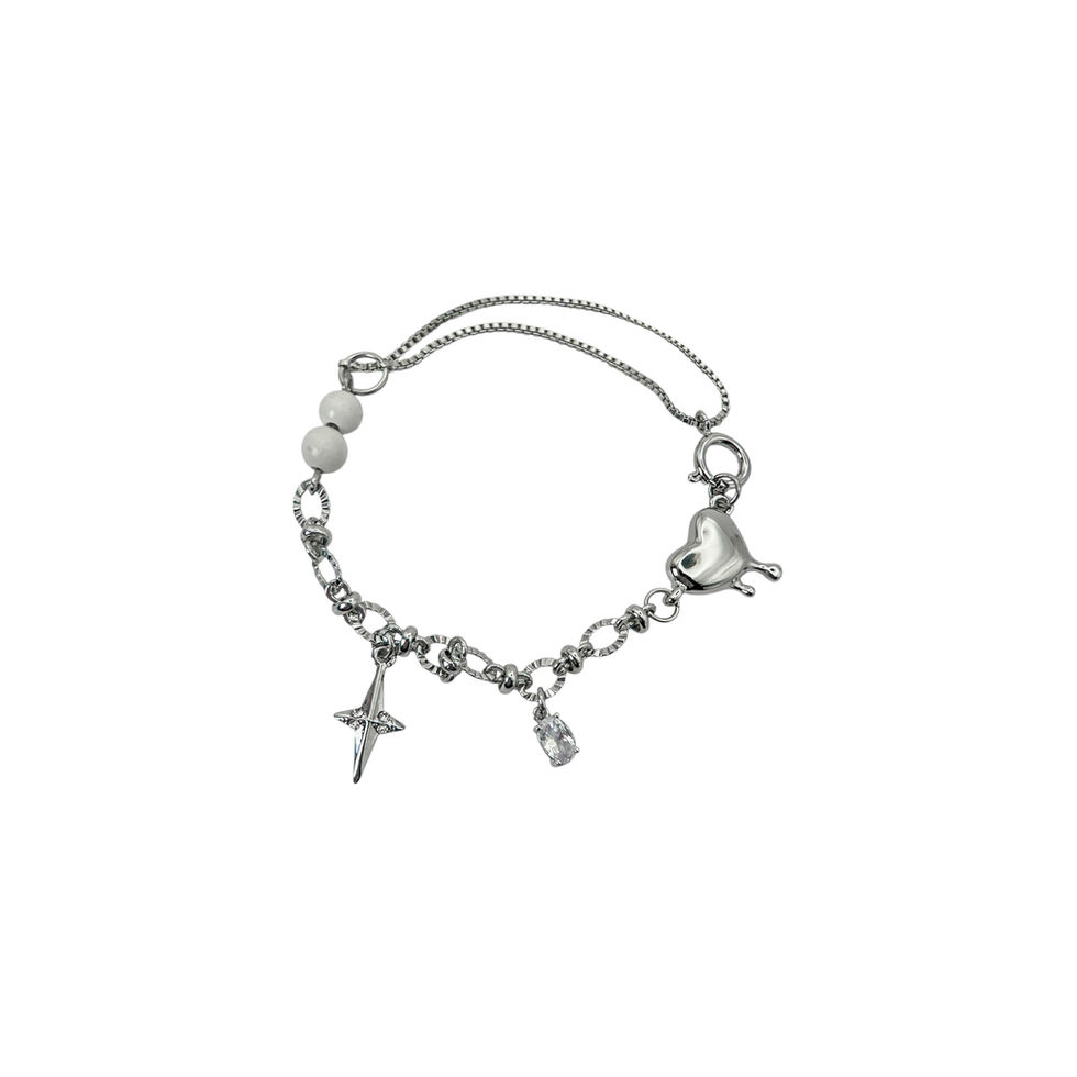 Silver Drip Charm Bracelet
