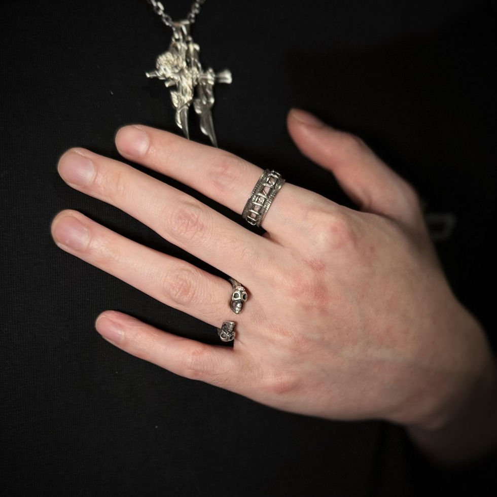 Stitched Path Silver Ring by REBE77E, a bold design symbolizing resilience and the beauty of imperfection