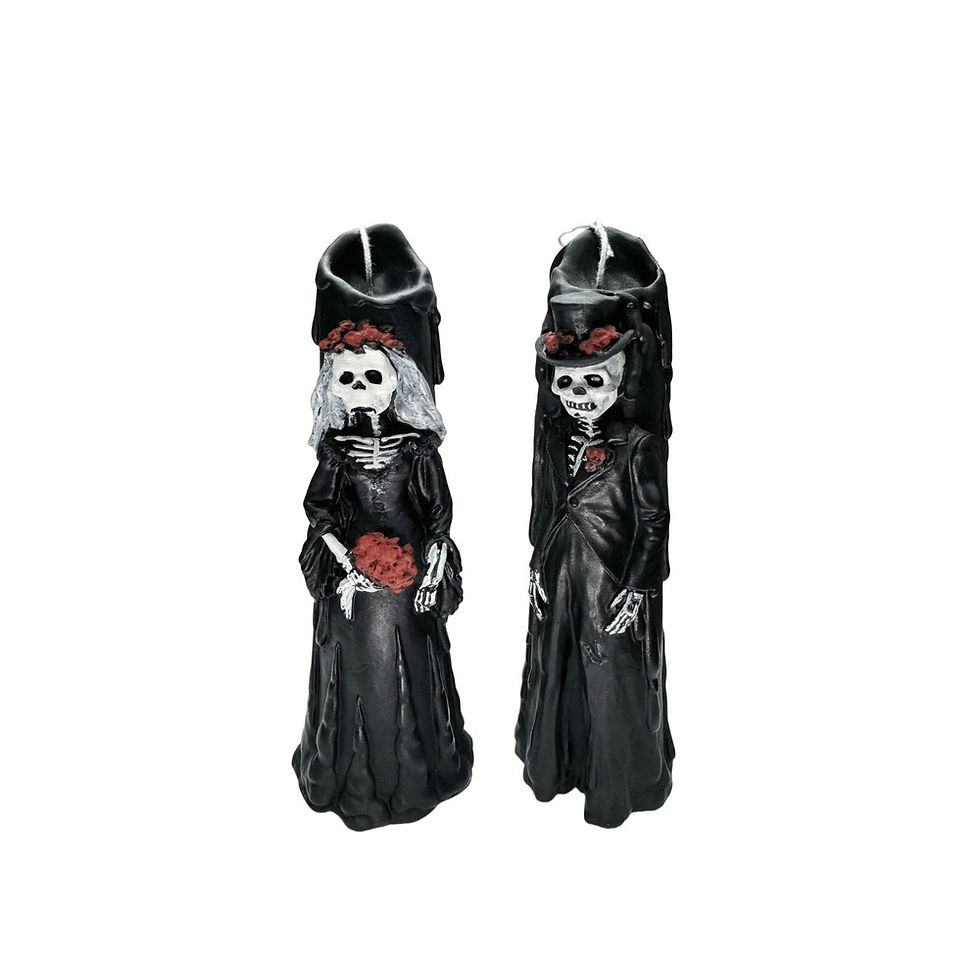 Hand-painted Skeleton Bride or Groom Candle, limited Halloween edition, 150g with customizable scents