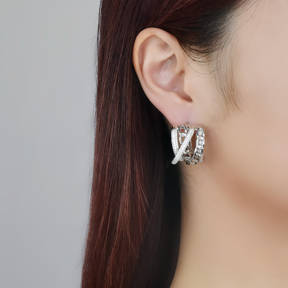 Curb Chain Penta-Hoops Earring