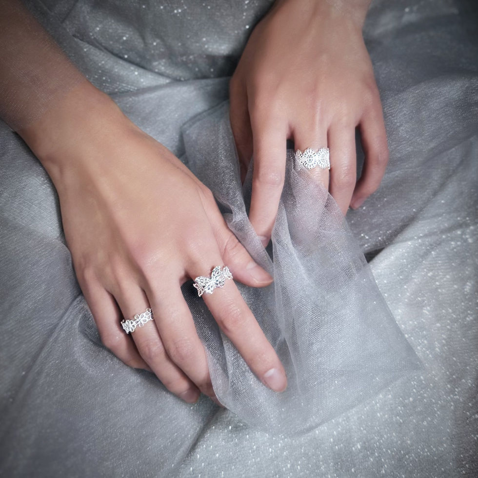 REBE77E gold and silver lace pattern open ring Toronto