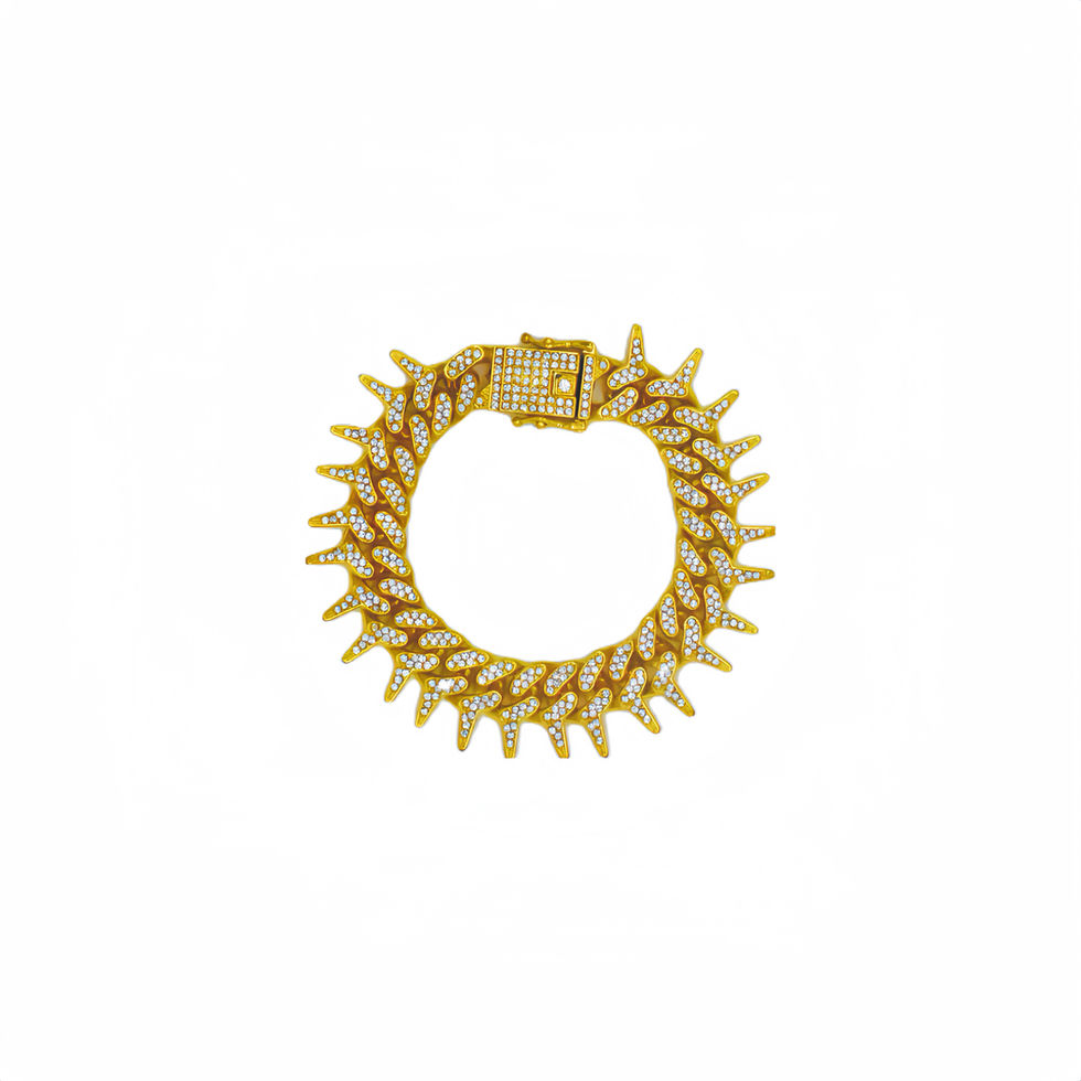 Snake Bones Diamond Cuban Chain Bracelet -Gold