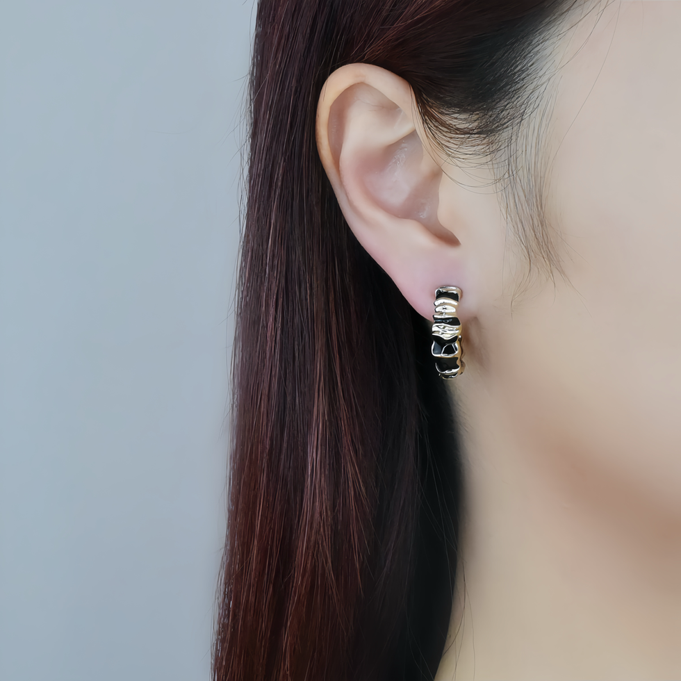 Gold Pattern Hoop Earring
