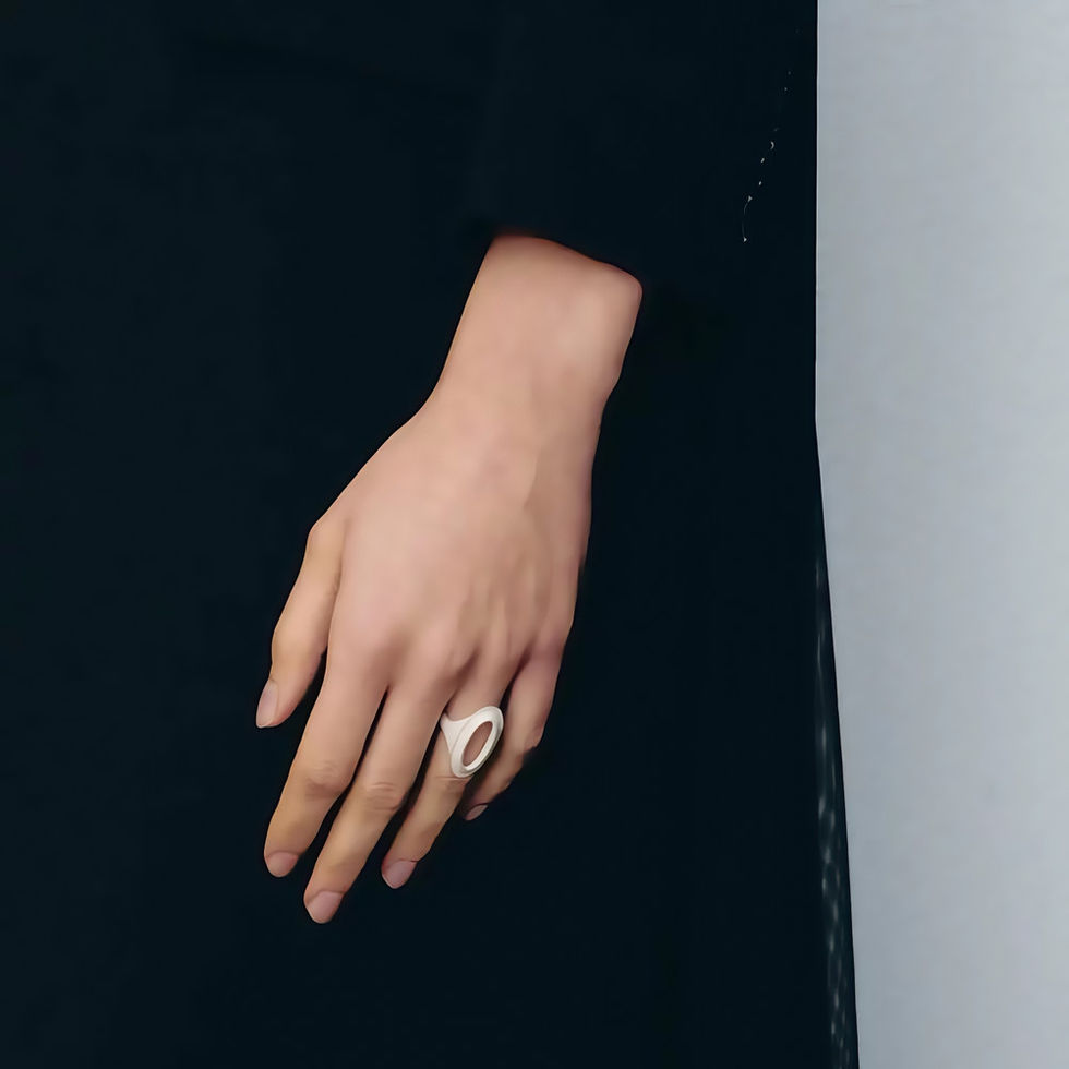 Swirl star hollow sterling silver ring by REBE77E, inspired by celestial orbits and stardust