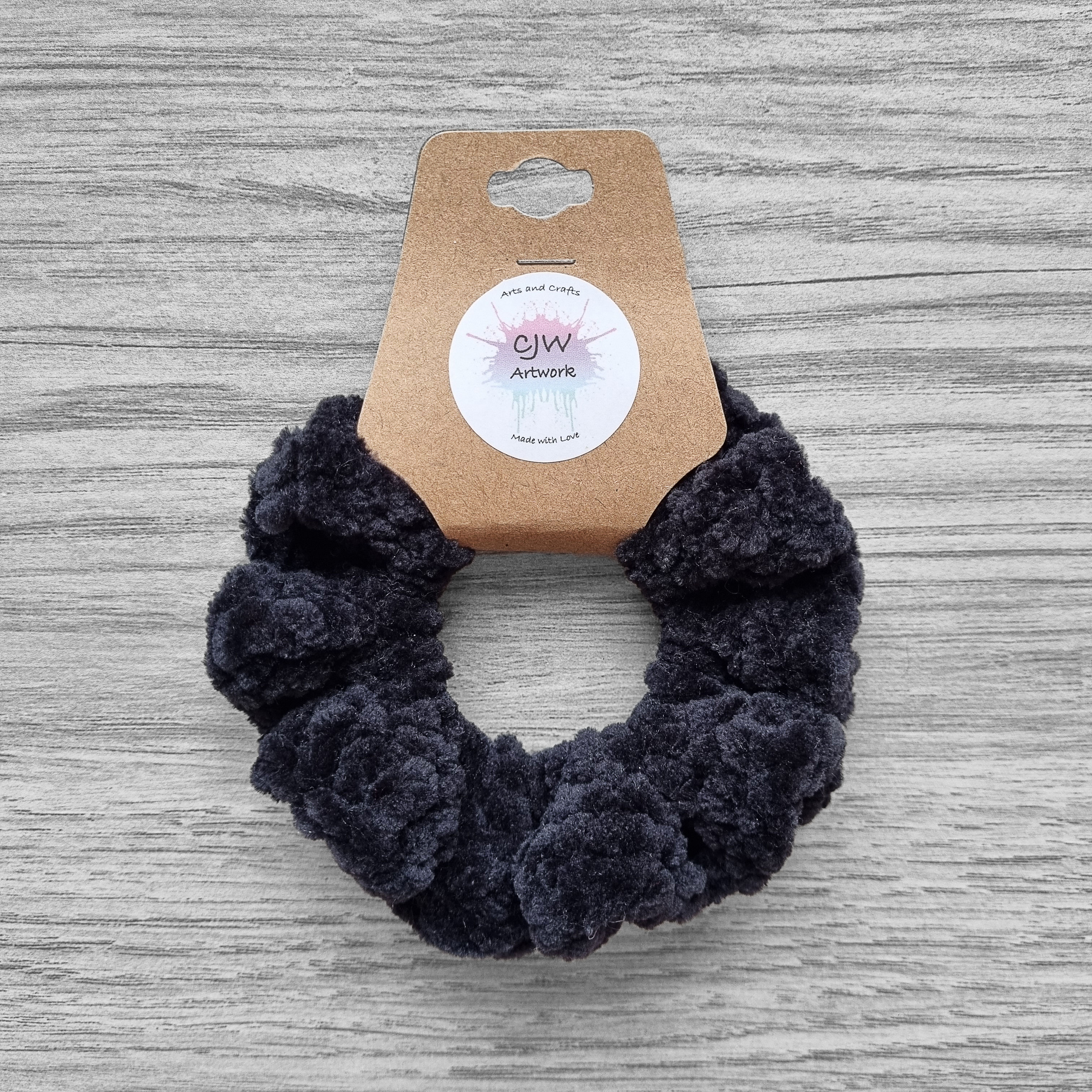 Handmade Crocheted Super Soft Black Scrunchie