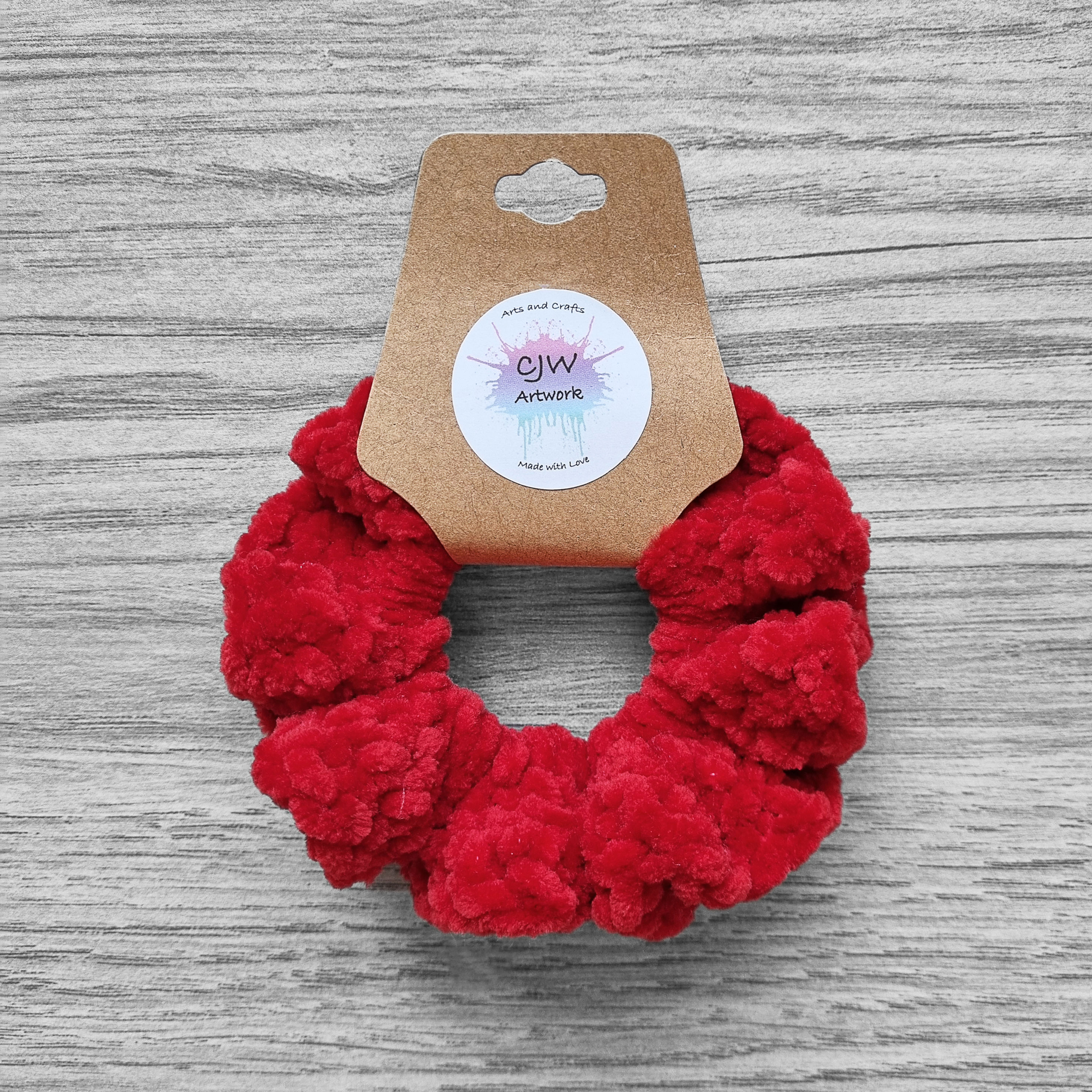 Handmade Crocheted Super Soft Red Scrunchie