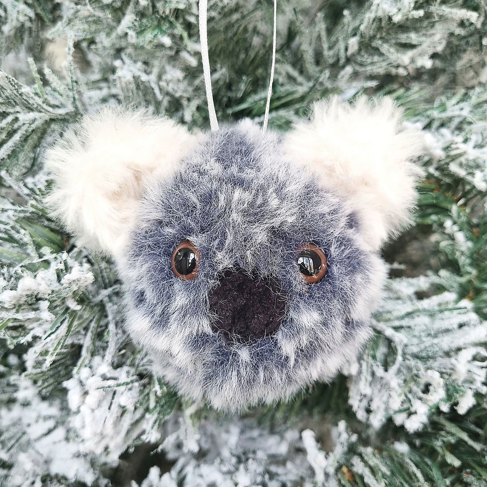 Thumbnail: Crocheted Faux Fur Midnight Grey Koala Christmas Bauble Decoration
