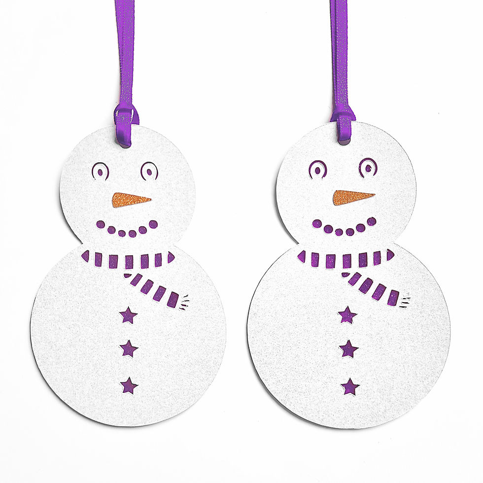 Thumbnail: 6 x Snowman Luxury Gift Tags - Purple