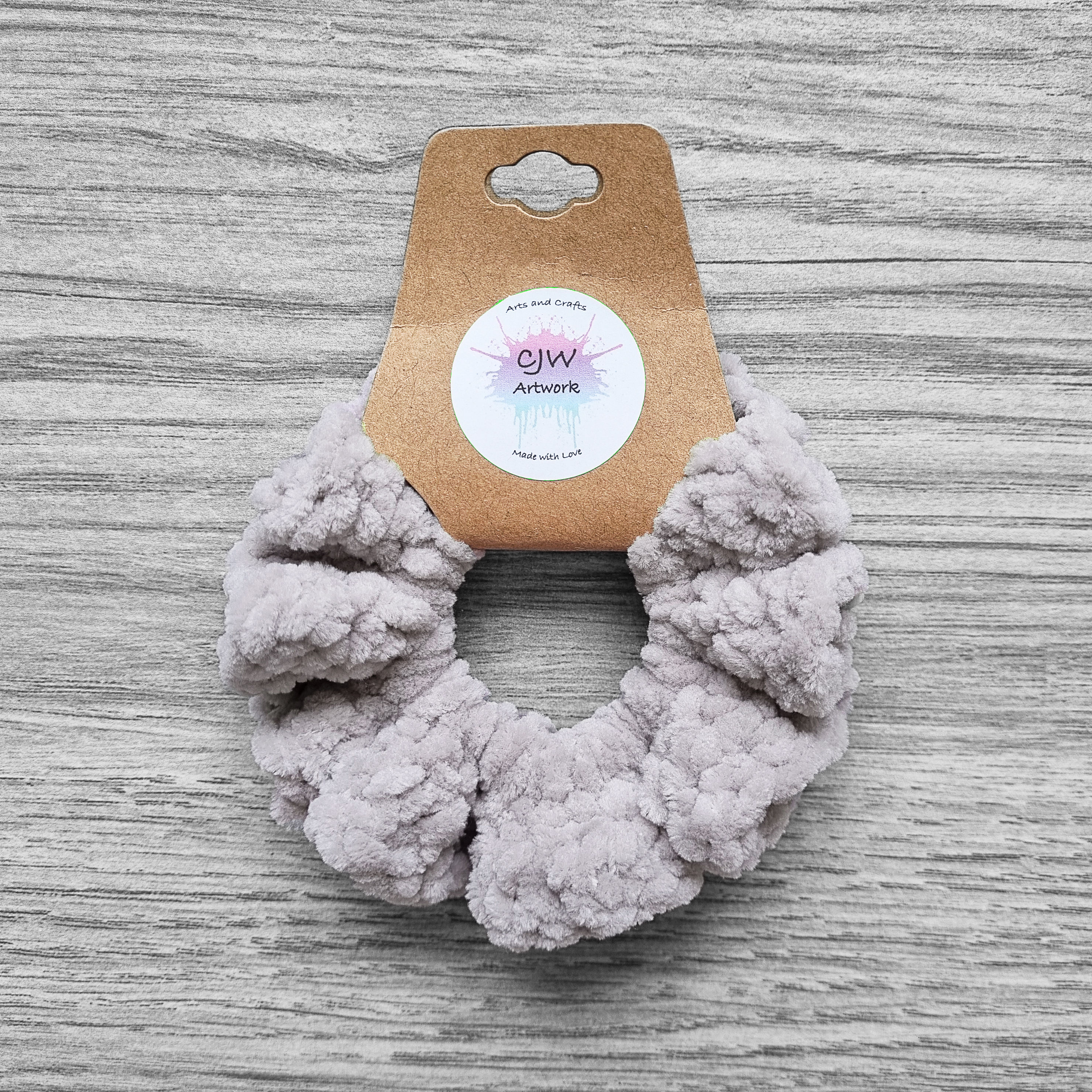 Handmade Crocheted Super Soft Taupe Scrunchie