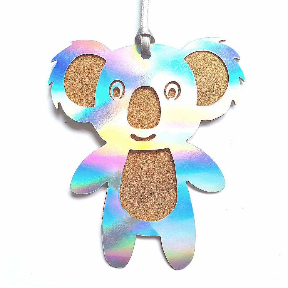 Thumbnail: 6 x  Silver Holographic Koala Luxury Gift Tags - Mixed Rainbow