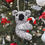 Thumbnail: Crocheted Luxury Velvet Koala with Candy Cane Christmas Bauble Decoration - Red