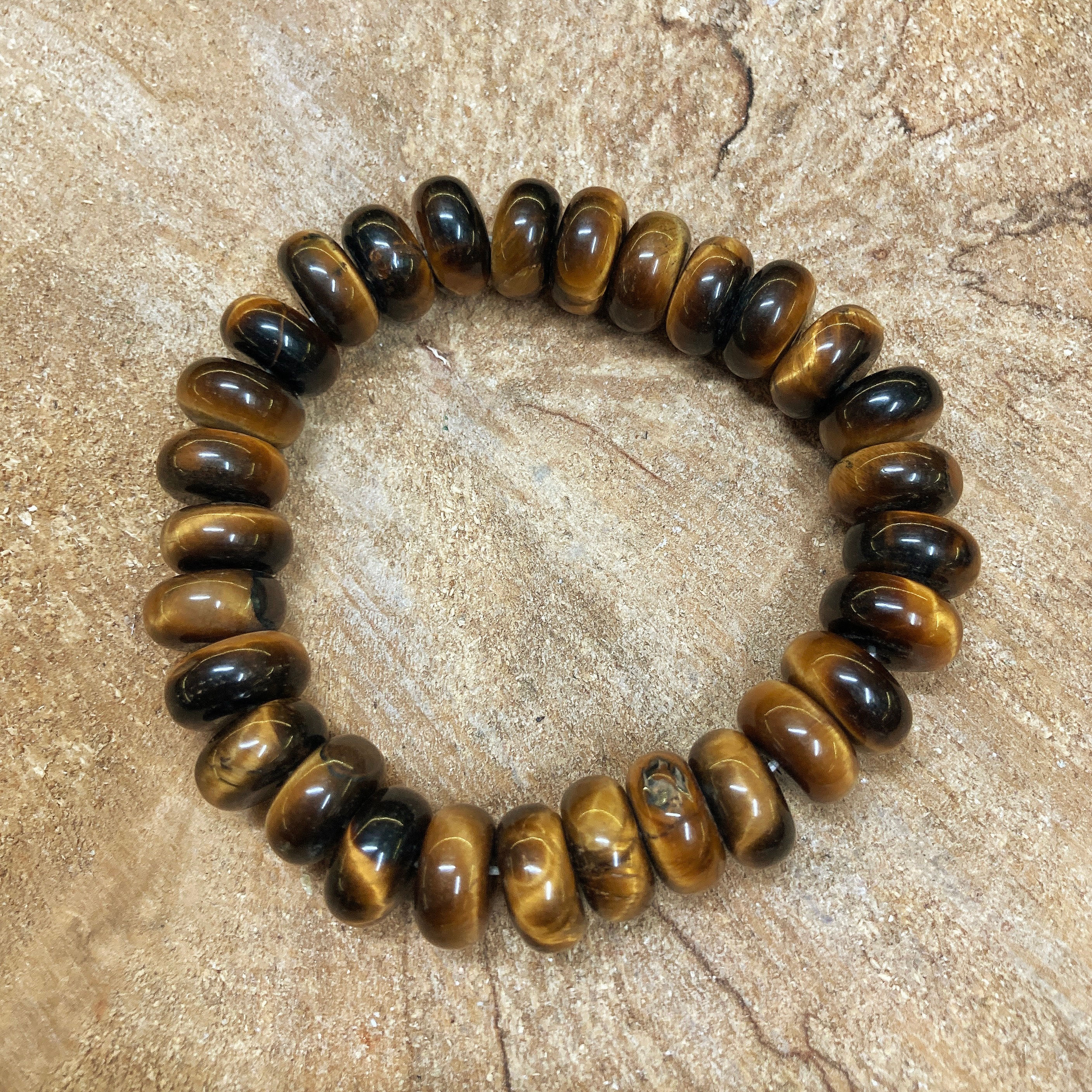 Bracelet - œil de tigre - disque - 12mm