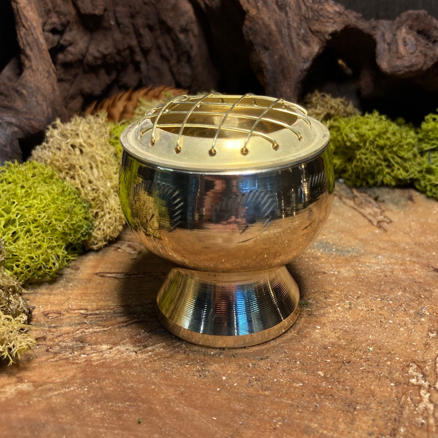 Brûle-encens laiton - coloris doré - diam. 5,5 cm