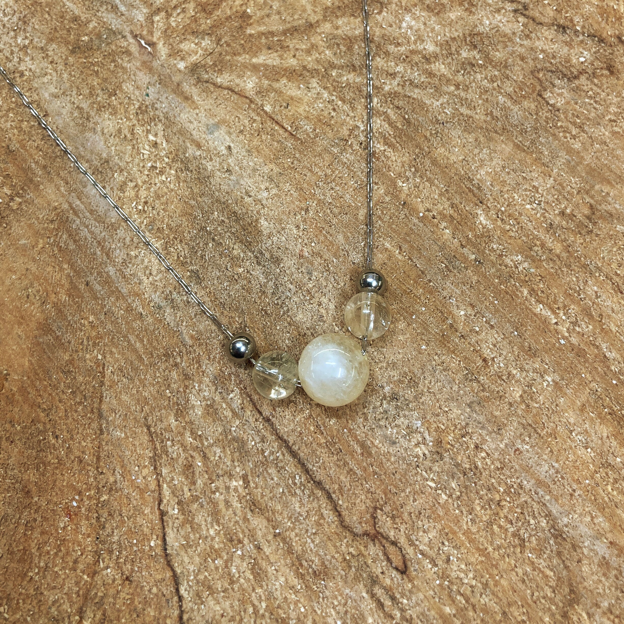 Collier - citrine naturelle - 6/8 - acier inoxydable 