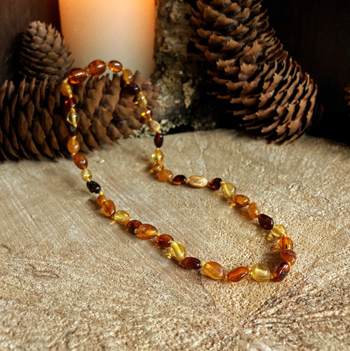 Collier Perles D'ambre Naturel De La Baltique - Jaune, Authentique Lituanie - Cadeau Unique Neuf