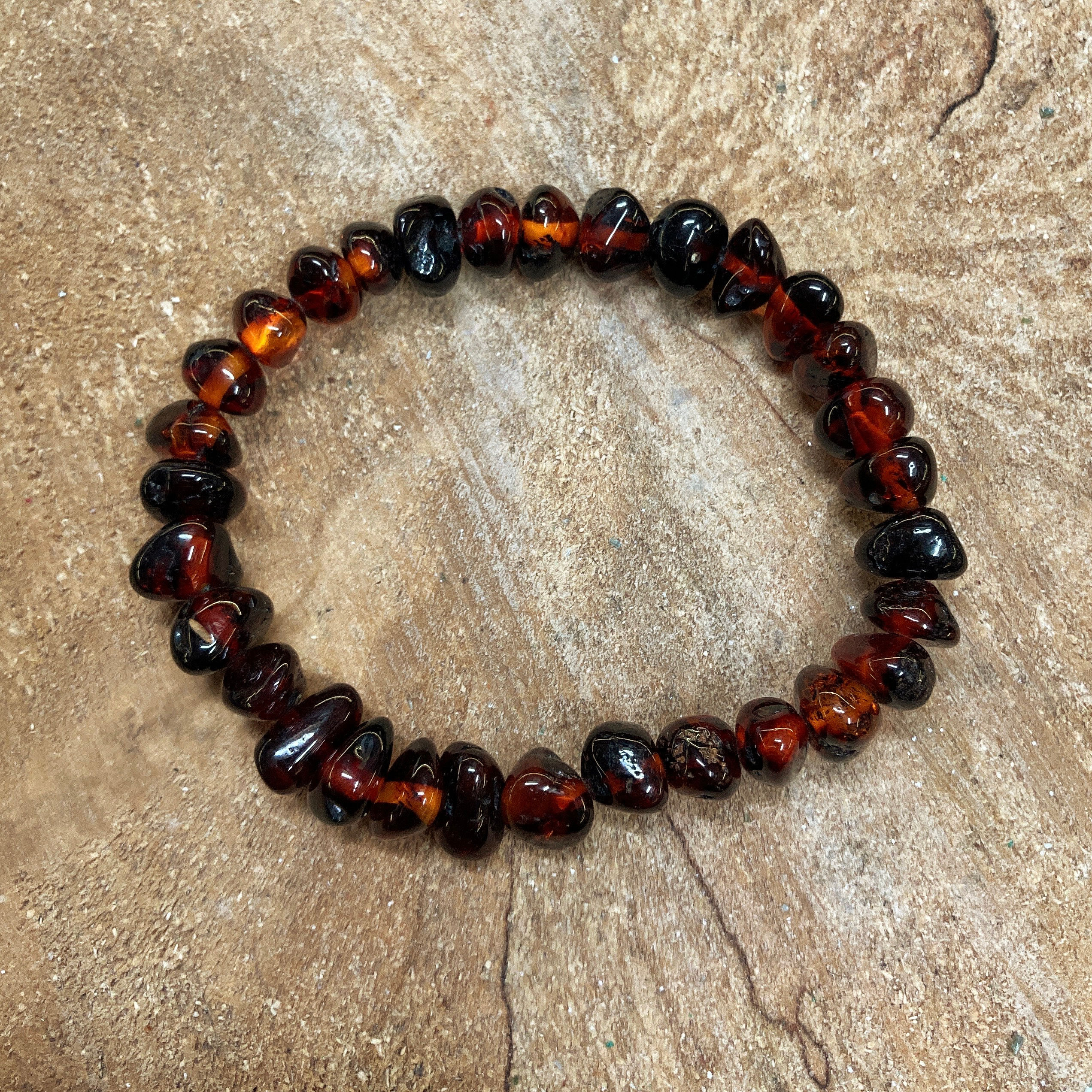 Bracelet d’ambre sombre - qualité extra - perles amorphes - B