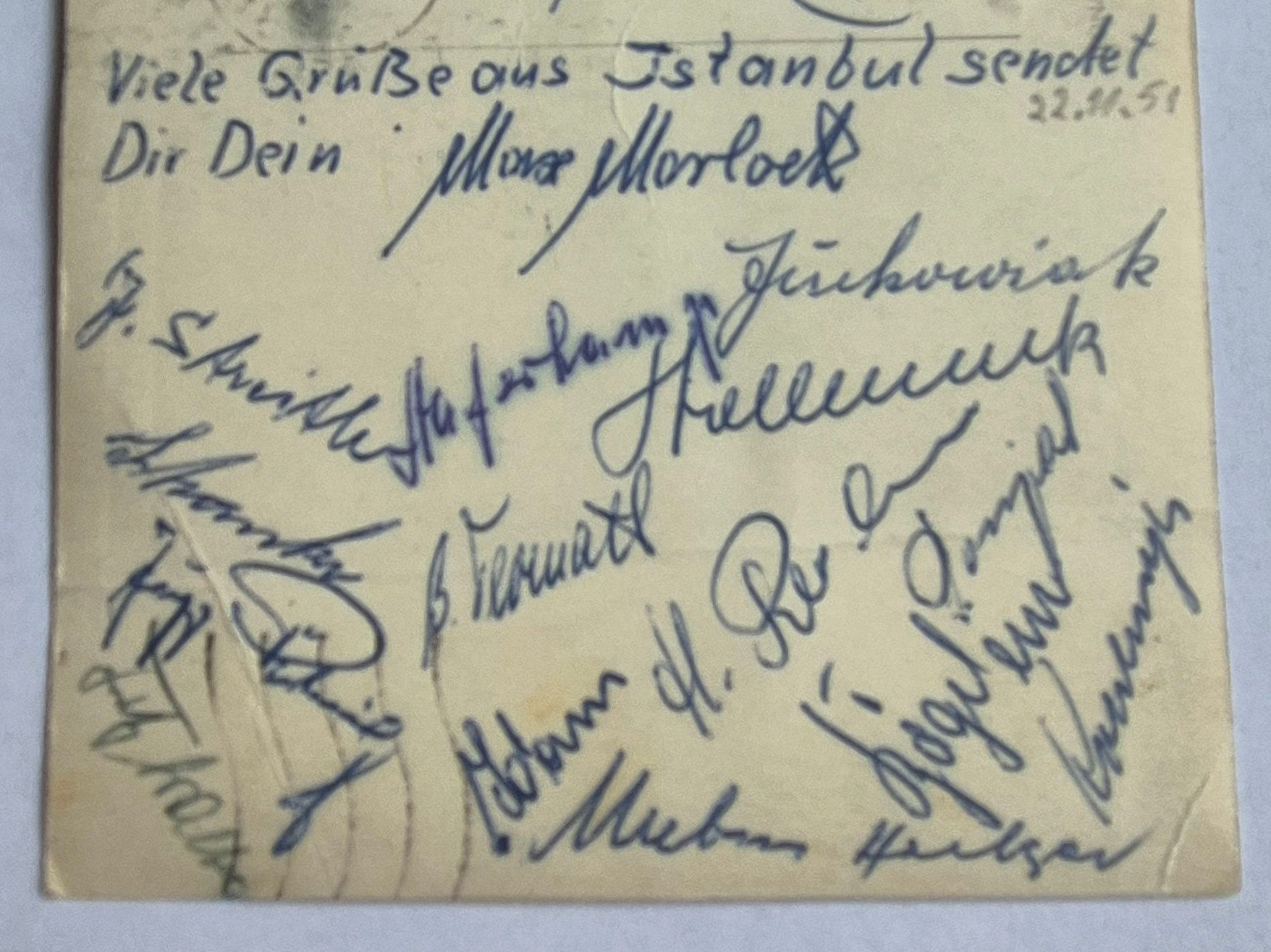 MAX MORLOCK & DFB – POSTKARTE AUS ISTANBUL – 16 x SIGNIERT - WERNER KOHLMEYER...