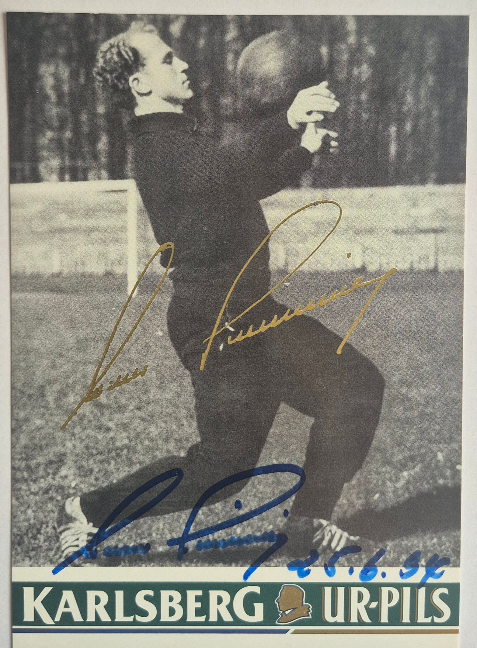 WERNER LIEBRICH – SIGNIERTE KARLSBERG UR-PILS AUTOGRAMMKARTE – WELTMEISTER 1954