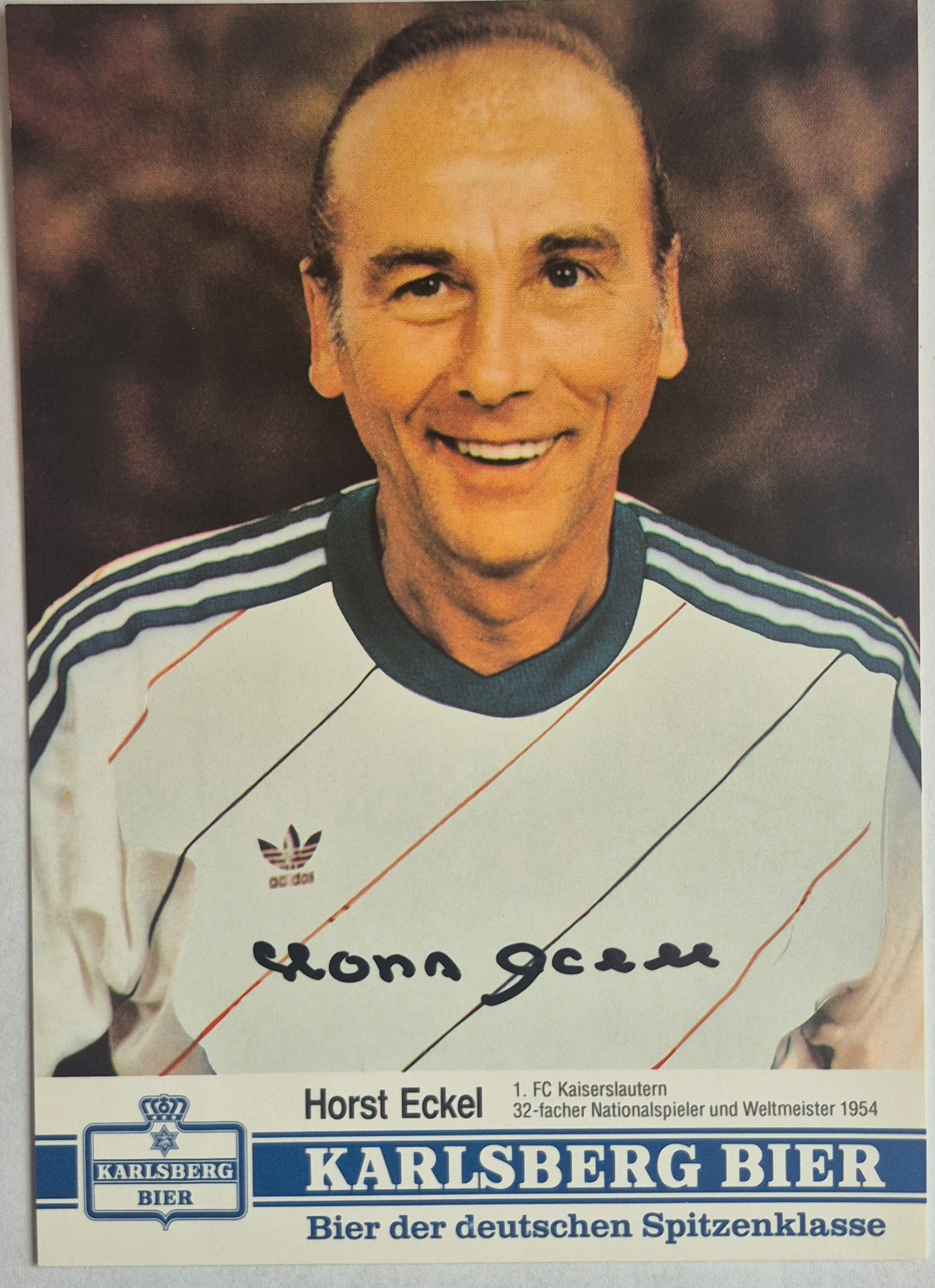 HORST ECKEL – SIGNIERTE KARLSBERG-AUTOGRAMMKARTE – WELTMEISTER 1954 – 1. FCK