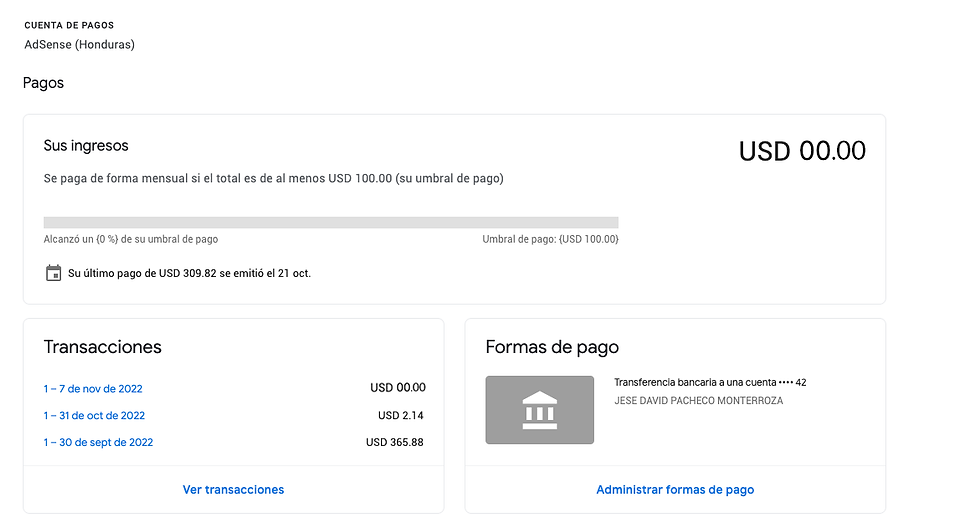 Umbral de pago Google Adsense