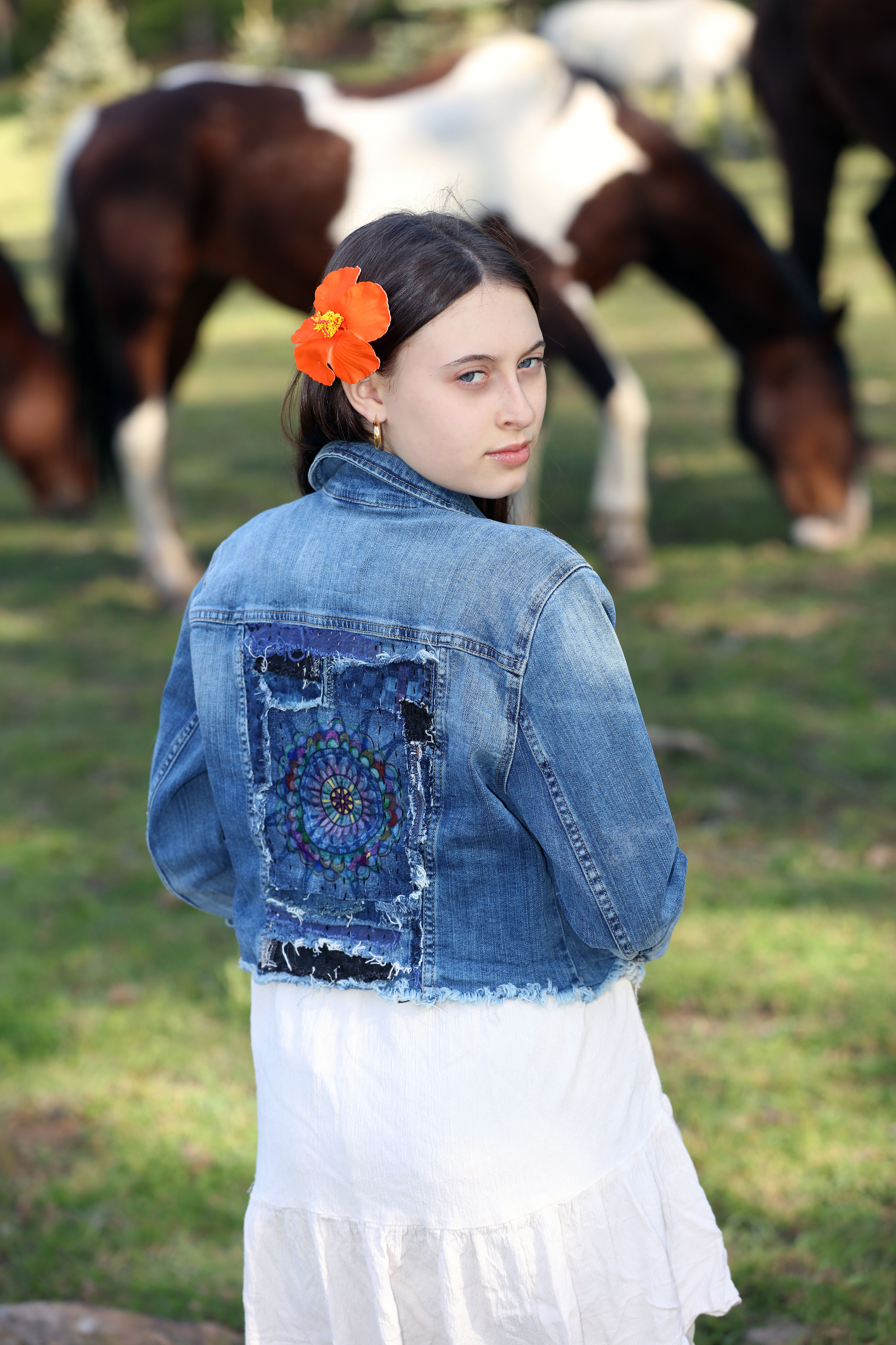 Garage Mandala Cropped Denim Jacket