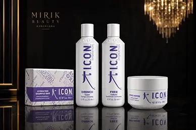 Productos I.C.O.N. Hydration para cabello seco, teñido o decolorado disponibles en Mirik Beauty Barcelona