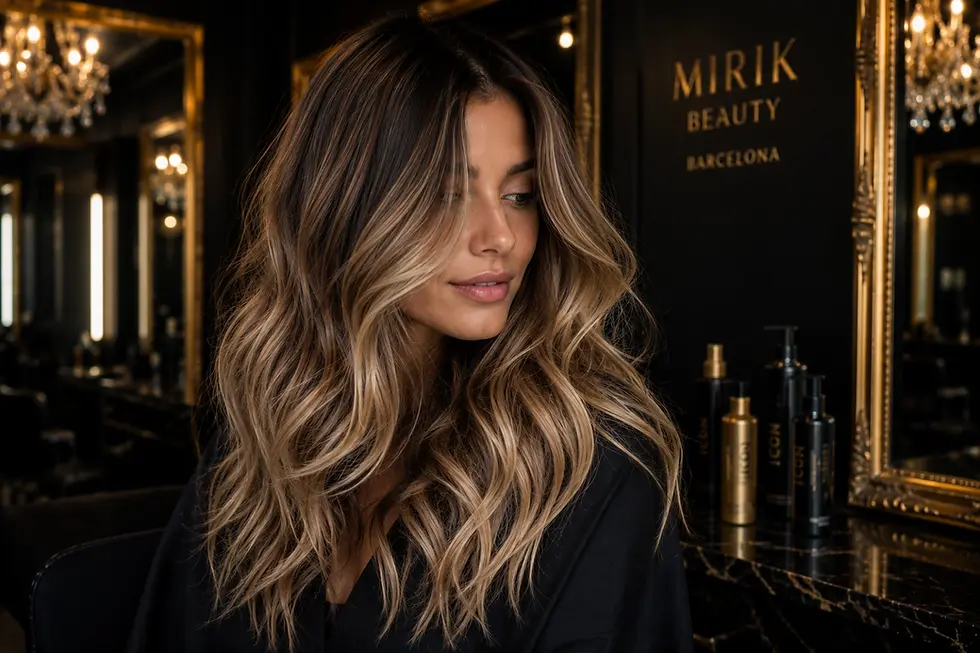 Resultado final de balayage natural con ondas suaves