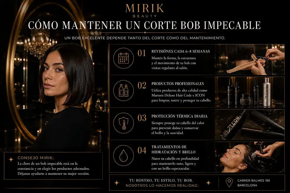 Consejos para mantener un corte bob perfecto en peluqueria Barcelona Mirik Beauty
