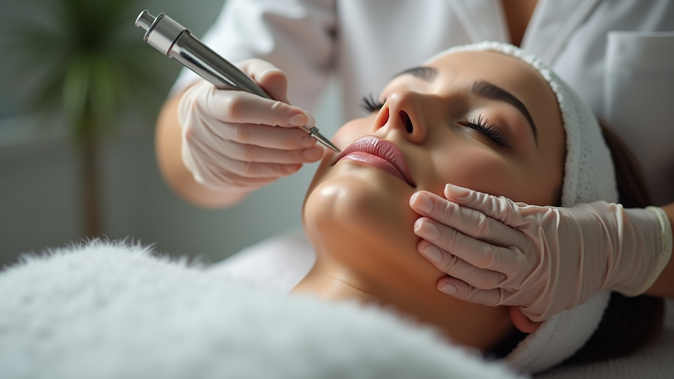 Eye-level view of a beauty therapist performing a body contouring treatment
