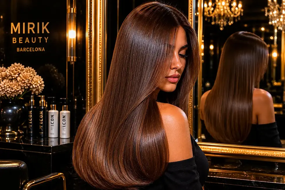 Melena lisa, pulida y luminosa después de una taninoplastia en Mirik Beauty Barcelona
