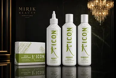 Productos I.C.O.N. Détox para cabello saturado o sucio disponibles en Mirik Beauty Barcelona