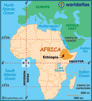 map1b location of Ethiopia in africa