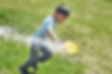 boy playing bubbles