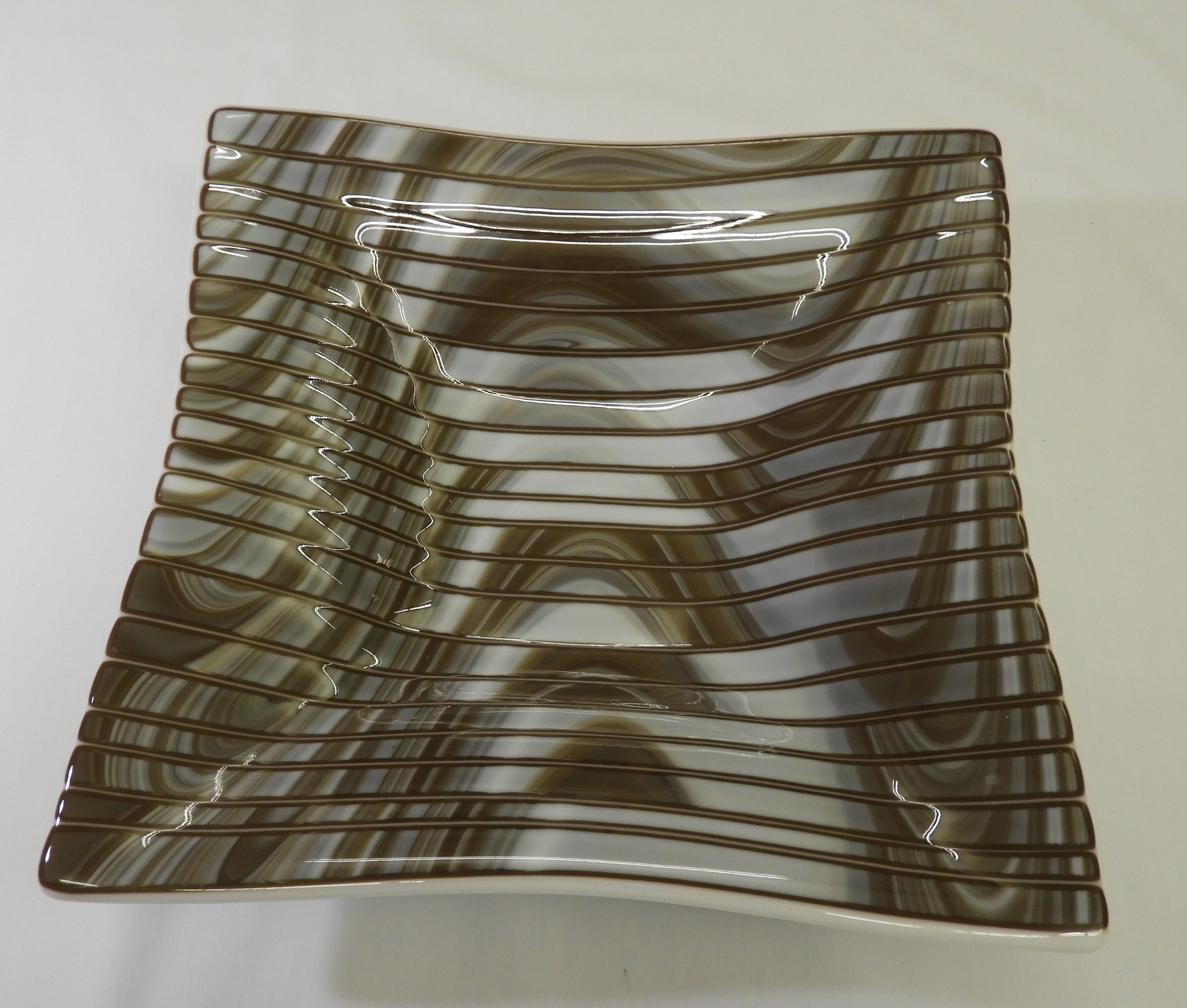 Brown & White Square Bowl