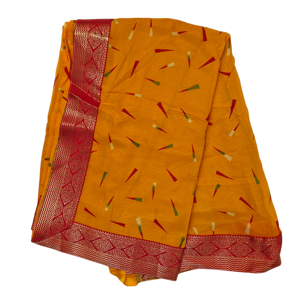 Thumbnail: Beautiful Trendy Printed Jacquard Lace Georgette Saree with Blouse Material