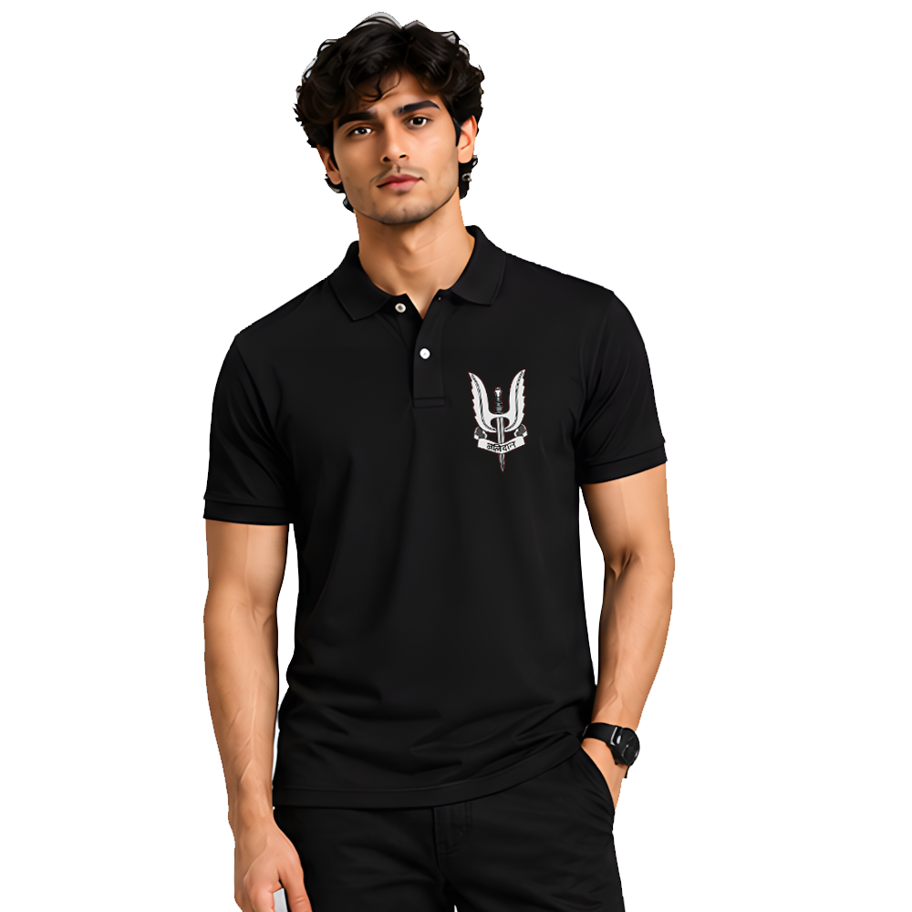 Black Color Polo Printed Collar Neck | Half SLVEES |Premium t shirt for men