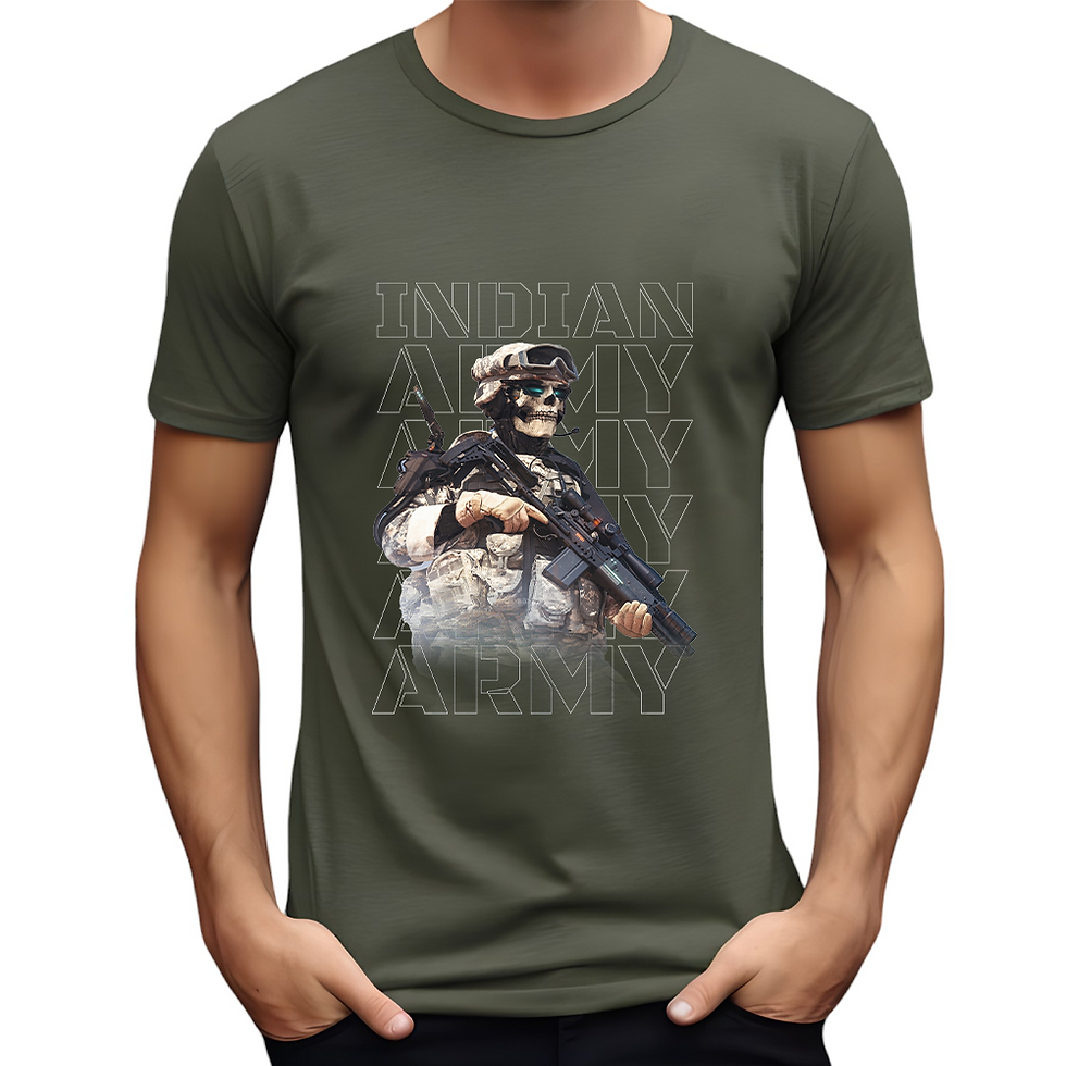 Thumbnail: Indian Army Printed T-Shirt for Men | Indian Army T Shirt | Half Sleeves Tshirt
