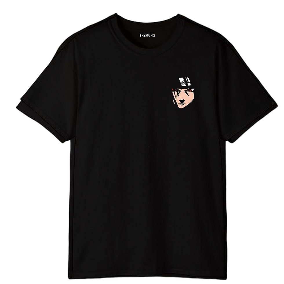 थंबनेल: Skymung Anime Digital Printed Half Sleeve Round Neck Black T-Shirt for Men's/Boy