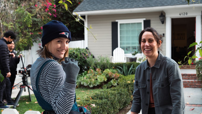 Madeline and Kaleen on the set of The Attempt