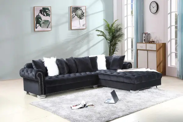 Thumbnail: L Shape Velvet Sectional Sofa