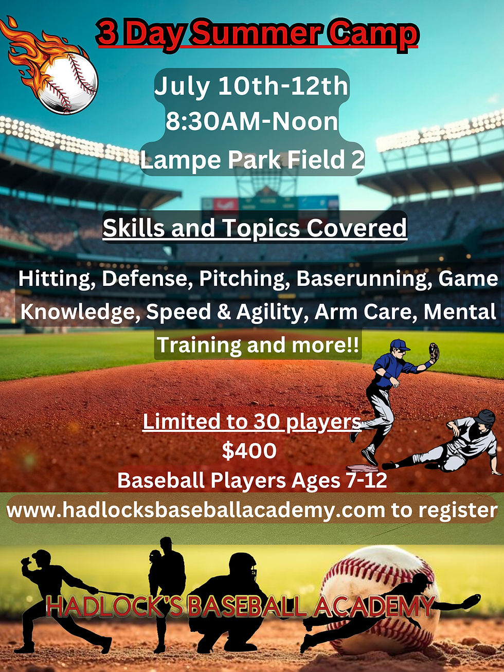 July 10th-12th 3 Day Baseball Camp