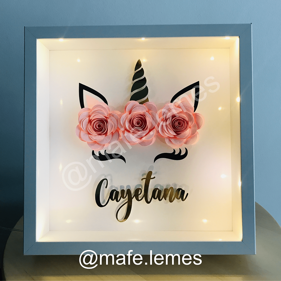 Miniatura: Cuadro unicornio flores +luz