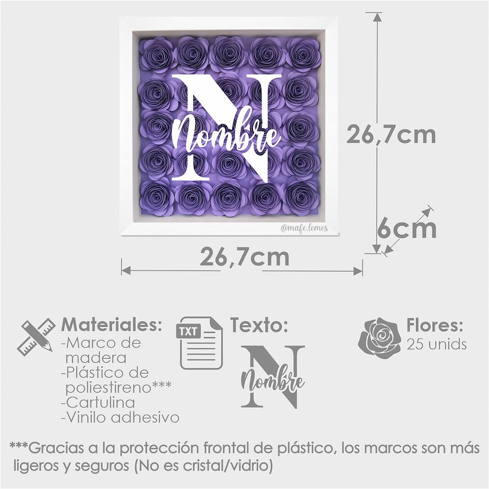 Miniatura: Cuadro Letra + Nombre  (25 flores)