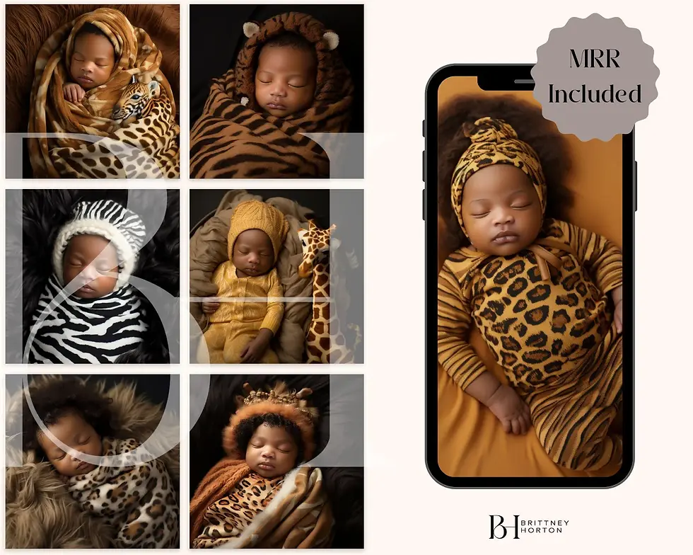 Thumbnail: Sleeping African American Babies In Animal Print