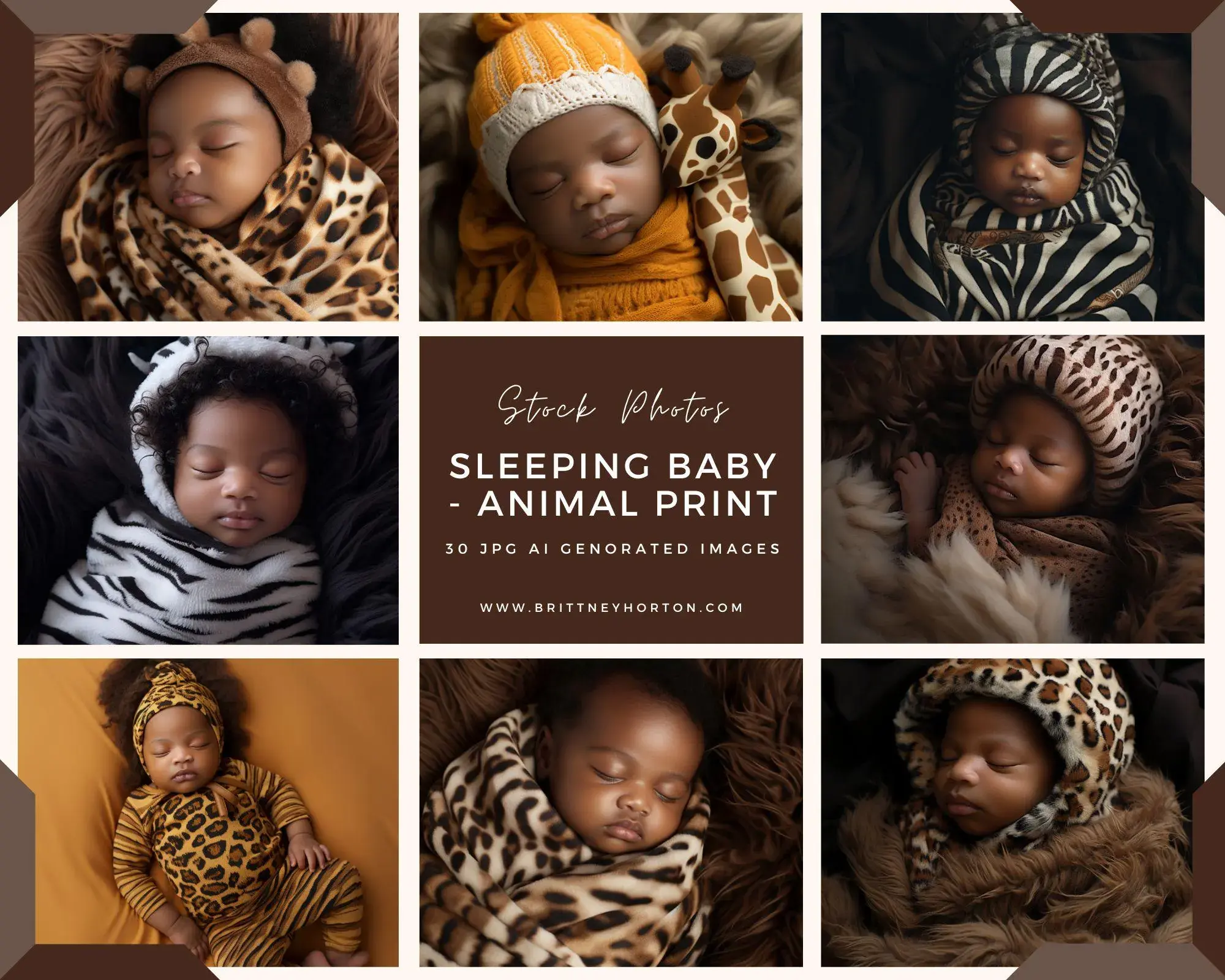 Sleeping African American Babies In Animal Print