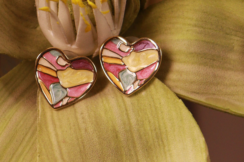 Thumbnail: Gold Tone Mosaic Heart Studs