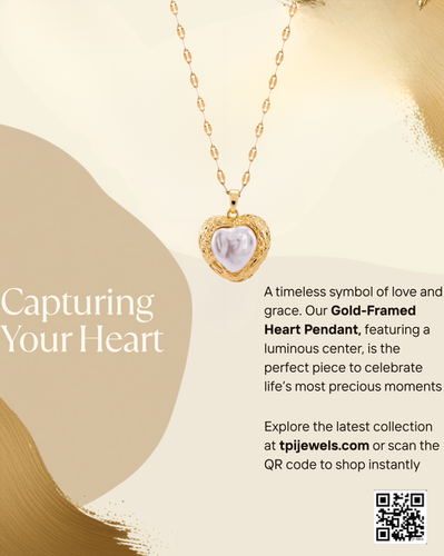 Gold Tone Pearl Heart Pendant | TPI Jewels